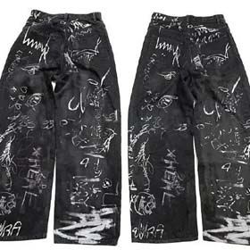 Balenciaga paryski styl ręcznie malowany graffiti umyta para casual jeans spodnie-2449