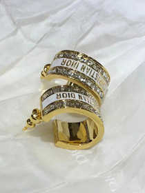 Dior czarno-biały email podwójny rząd kolczyki diamentowe-3606