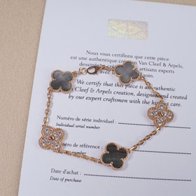 Van Cleef & Arpels szary Matka Perły Diament pięć kwiatów bransoletka-3691