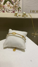 Dior złoto diament gwiazda perła łańcuch podwójna bransoletka-3704