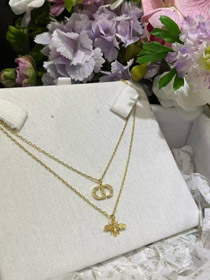 Dior złoto diament pszczoła wisiec podwójny naszyjnik-3706