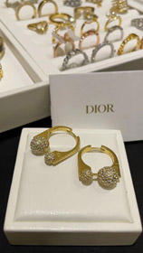 Dior francuski pełny diament małe złote kulki złote kolczyki-3711