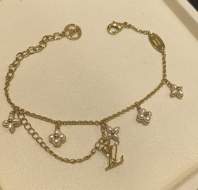 Louis Vuitton LV List kwiatowy wzór Perła Złota Bransoletka-3724