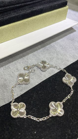 Van Cleef & Arpels białe złoto laserowe cztery liście koniuszka pięć kwiatów bransoletka-3731