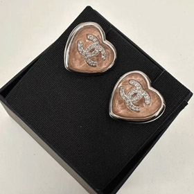 Kolczyki Chanel strass podwójne c różowy niebieski miłość kolczyki-3746