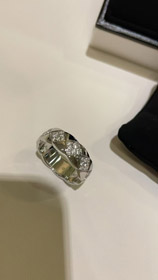 Chanel diament wzór białe złoto pierścień-3753