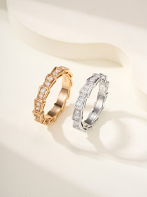 Bulgari pełny diament węża kości pierścień-3756