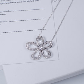 Van Cleef & Arpels platyna pełny diament wielki kwiat słonecznik naszyjnik-3770