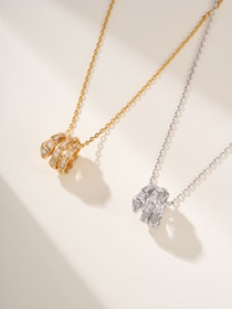 Bulgari węża kość pełny diamentowy naszyjnik-3795