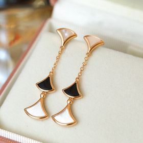 Bulgari wentylator w kształcie białej matki perły diamentowe kolczyki czarny agat długie kolczyki-38  