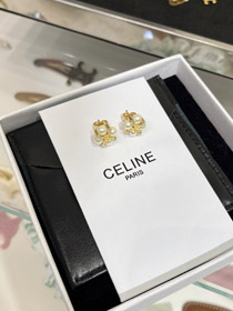 Celine Pearl Gold Arc de Triomphe kolczyki-3897  