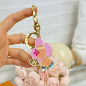 Louis Vuitton LV metalowy grawerowany marka maskota rakieta torba dekoracja keychain-4004