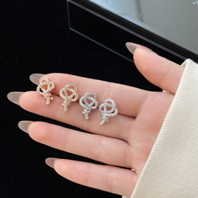 Tiffany pełny diament klucz kolczyki-4028