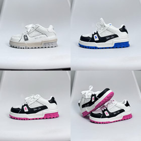 LOUIS VUITTON LV Trainer skórzane okrągłe palce z koronką na niskim topie buty sportowe dla dzieci-4